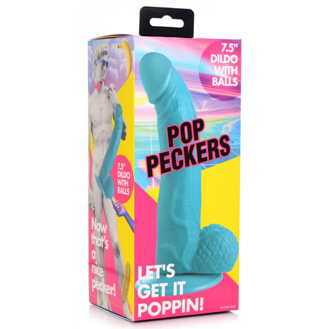 Dildo Pop Peckers - 19 cm with Balls - Blue - Image 4