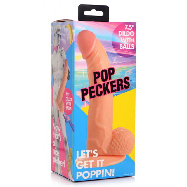 Dildo Pop Peckers - 19 cm with Balls - Flesh - Image 3
