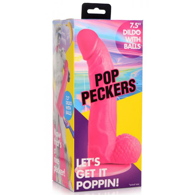 Dildo Pop Peckers - 19 cm with Balls - Pink - Image 3