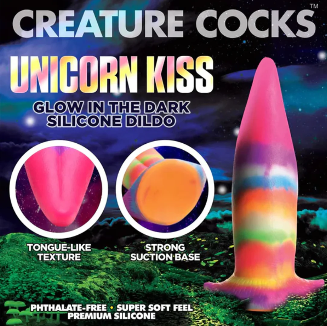 Dildo Unicorn Kiss Unicorn Tongue Glow-in-the-Dark - 19 cm - Image 6