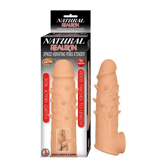 Extensión Natural Realskin Spiked Vibrating Penis Xtender - White