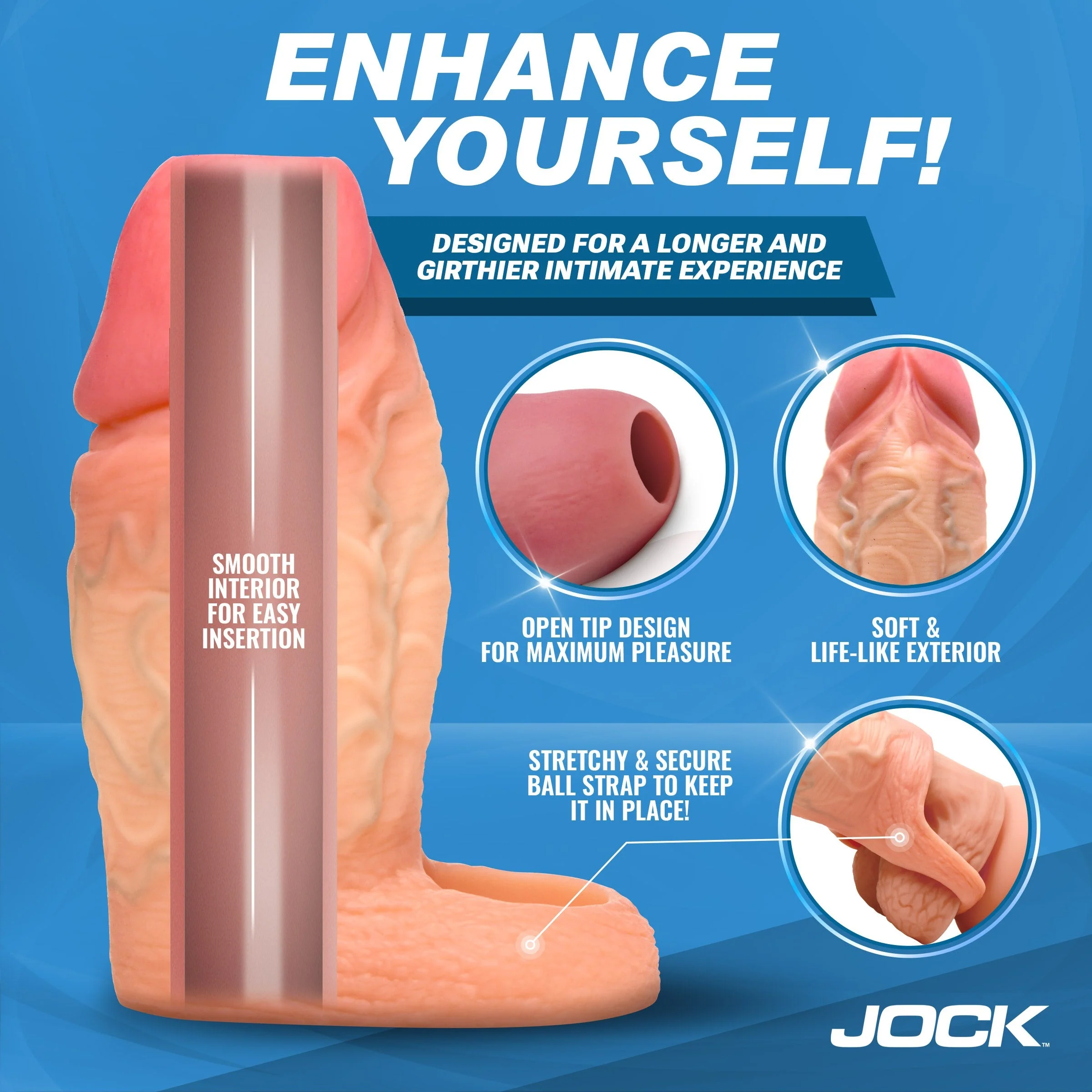 Funda Jock Enhancer Silicone Penis Extension Sleeve with Ball Straps - Image 3