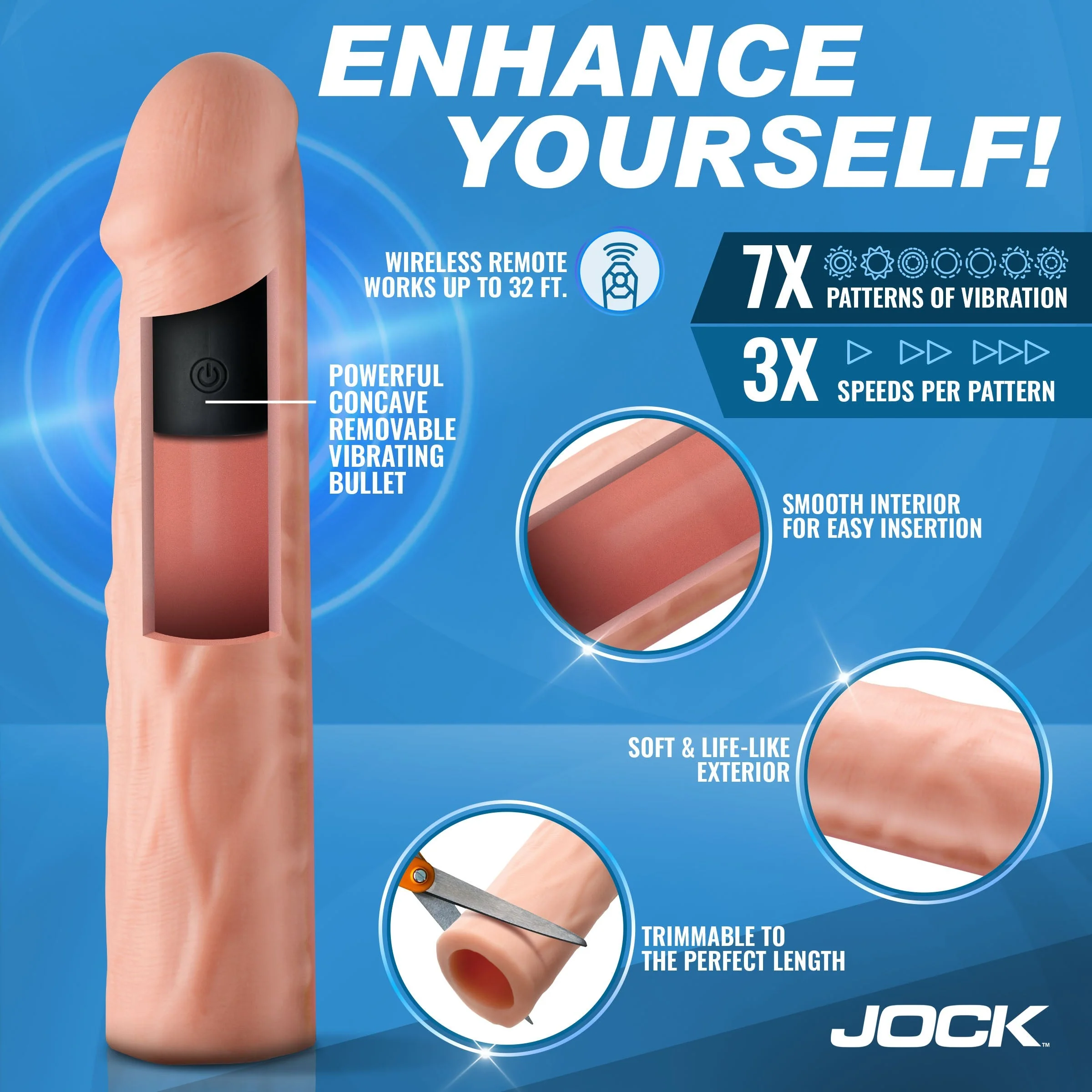 Funda Jock Enhancer Vibrating Silicone Penis Extension Sleeve with Remote Control - Image 4