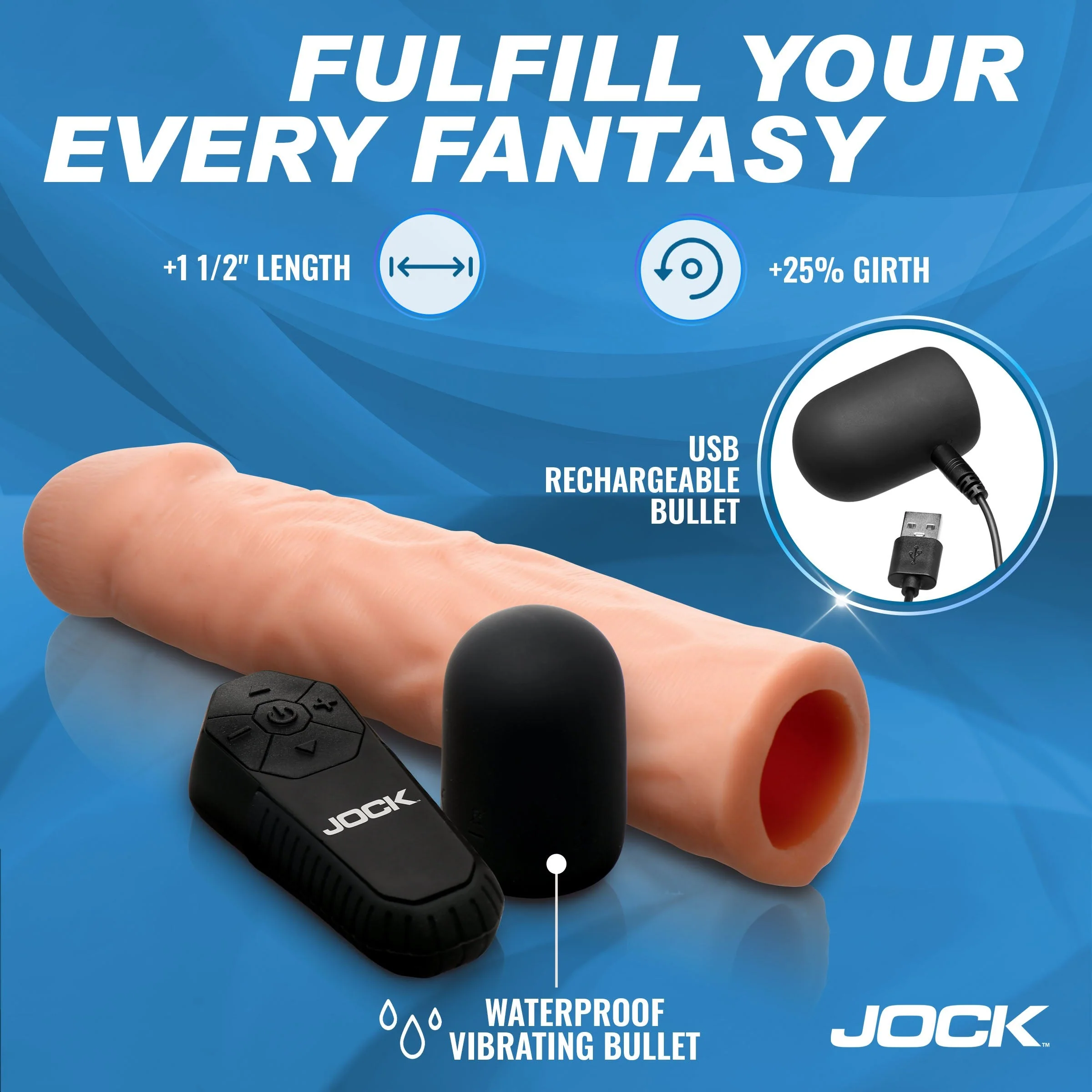 Funda Jock Enhancer Vibrating Silicone Penis Extension Sleeve with Remote Control - Image 5