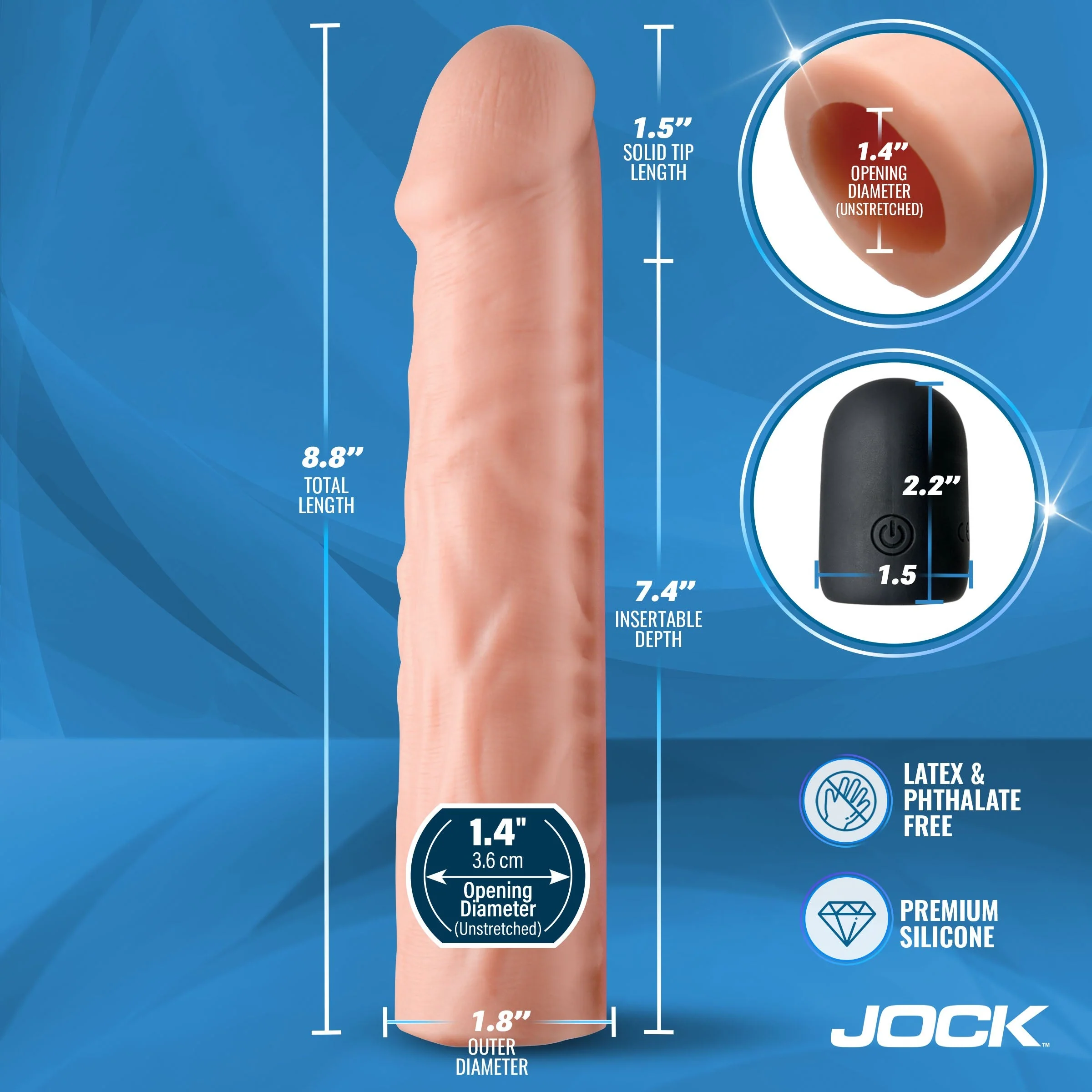 Funda Jock Enhancer Vibrating Silicone Penis Extension Sleeve with Remote Control - Image 6