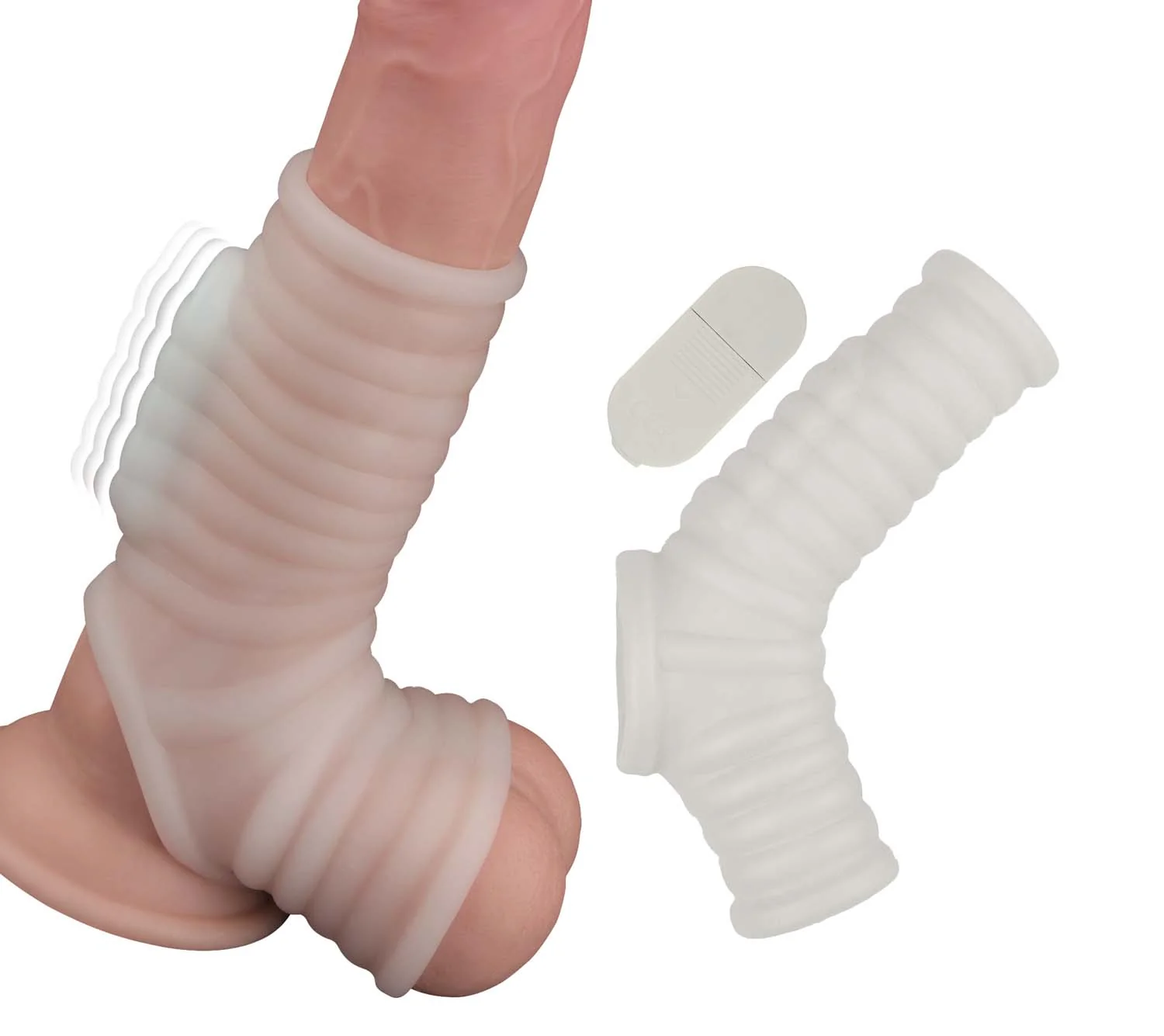 Funda Vibrating Power Sleeve Ribbed - White - Image 3