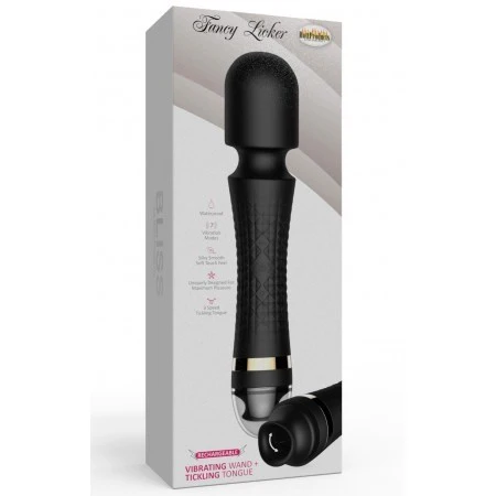 Vibrador Fancy Licker Vibrating Wand Tickling Tongue Black