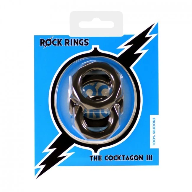 Anillo Rock Rings Cocktagon Lll 3Pk Blk