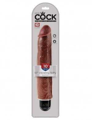 Dildo King Cock Vibrating Stiffy Brown 10"