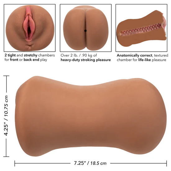 Masturbador Stroke It Dual Entry Pussy & Ass-Brown - Image 2