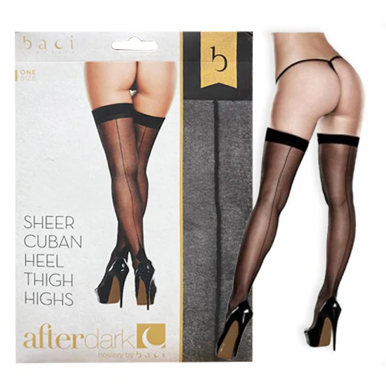 Medias Baci Sheer Cuban Heel Thigh Highs O/S