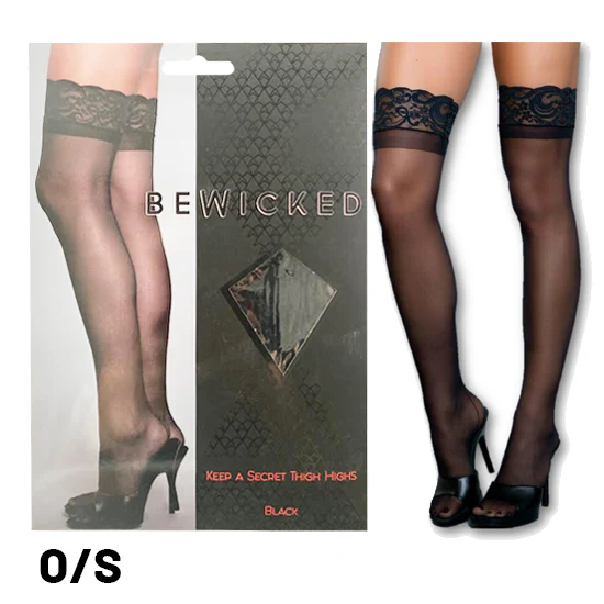 Medias Bewicked Keep A Secret Thigh Highs-Black O/S