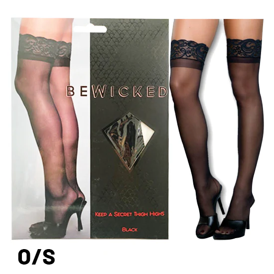 Medias Bewicked Keep A Secret Thigh Highs-Black Queen