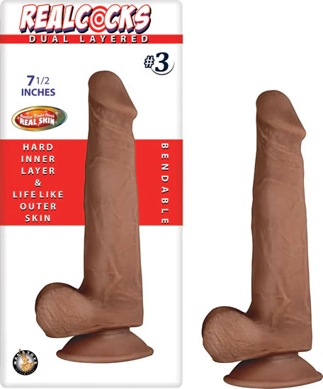 Dildo Realcocks Dual Layered #3 Brown - 19 cm
