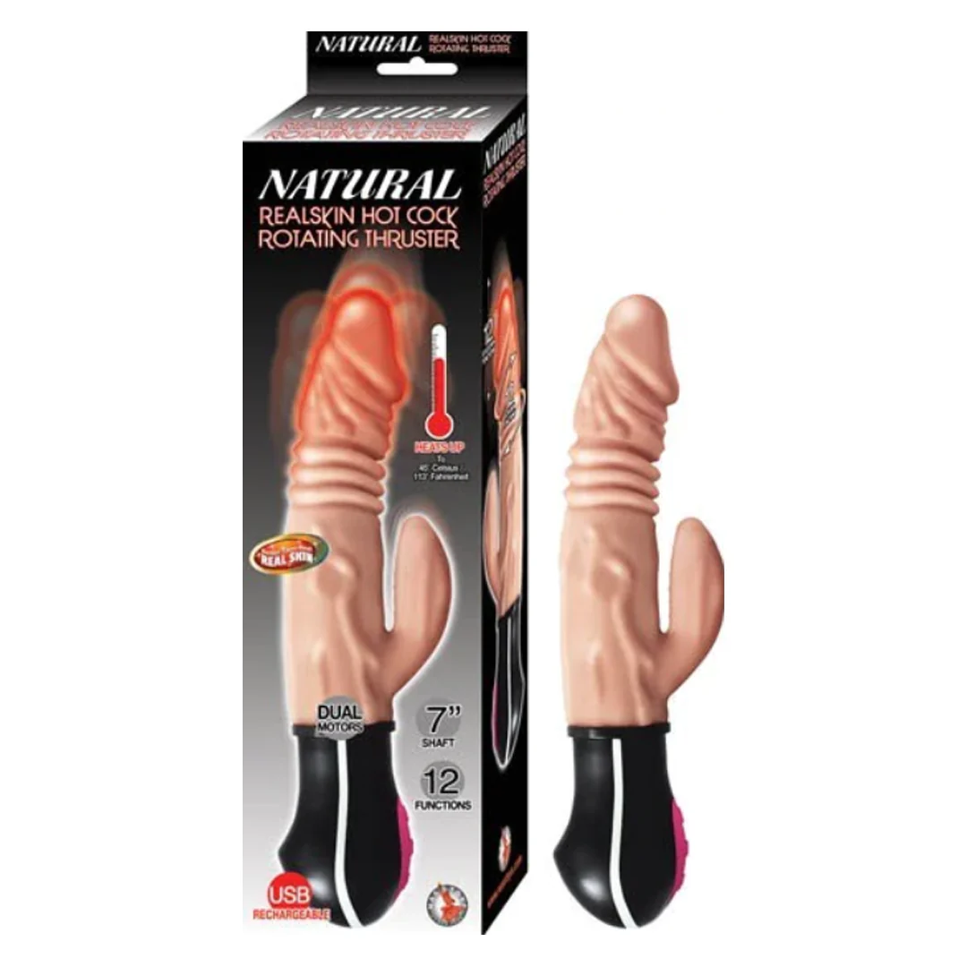 Dildo Natural Realskin Hot Cock Rotating Thruster Flesh 18 cm