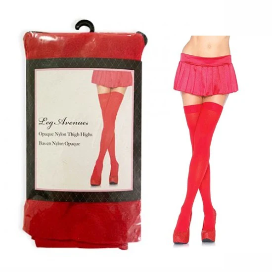 Medias Opaque Thigh Highs - One Size - Red