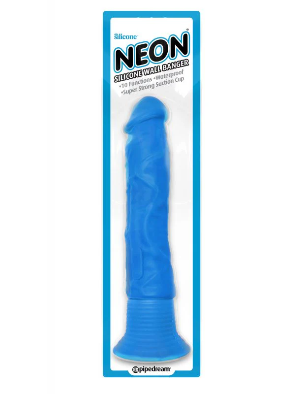 Dildo Neon Silicone Wall Banger Blue 6"