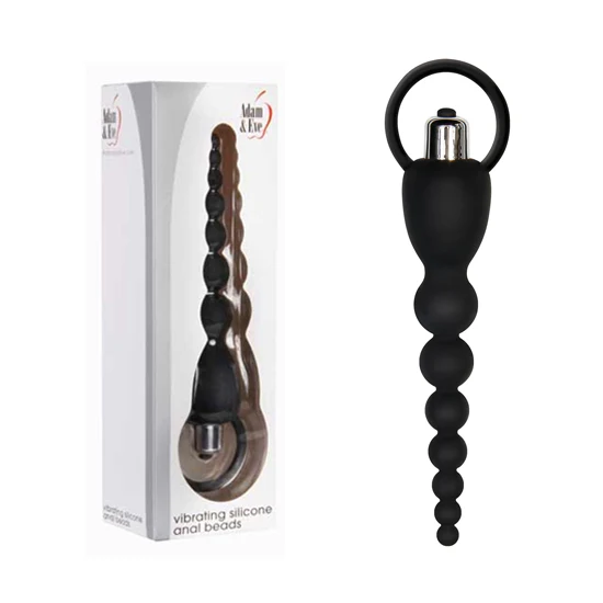 Perlas Adam & Eve Silicone Vibrating Anal Beads- Black