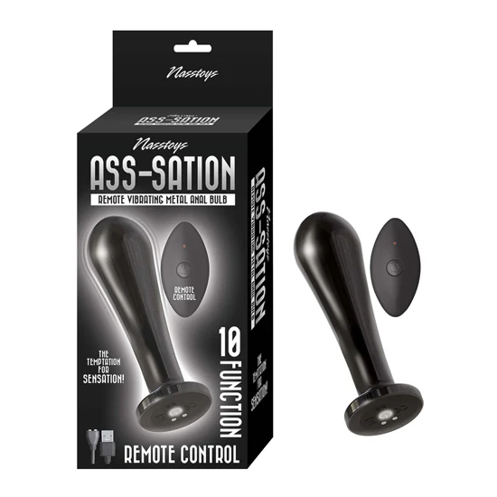 Plug Anal Ass-station Remote Vibrating Metal Anal Bulb - Black