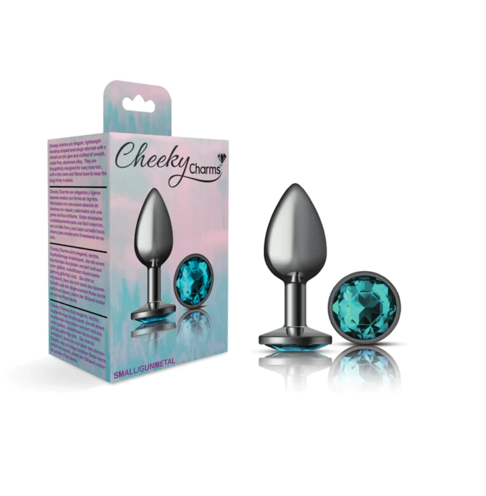 Plug Anal Cheeky Charms Medium-Gunmetal Metal Butt Plug-Round