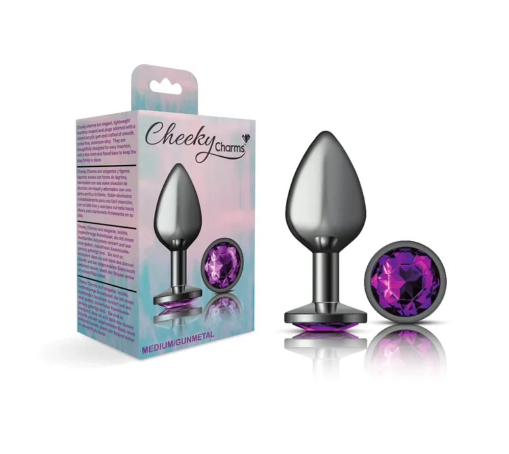 Plug Anal Cheeky Charms Small-Gunmetal Metal Butt Plug-Round