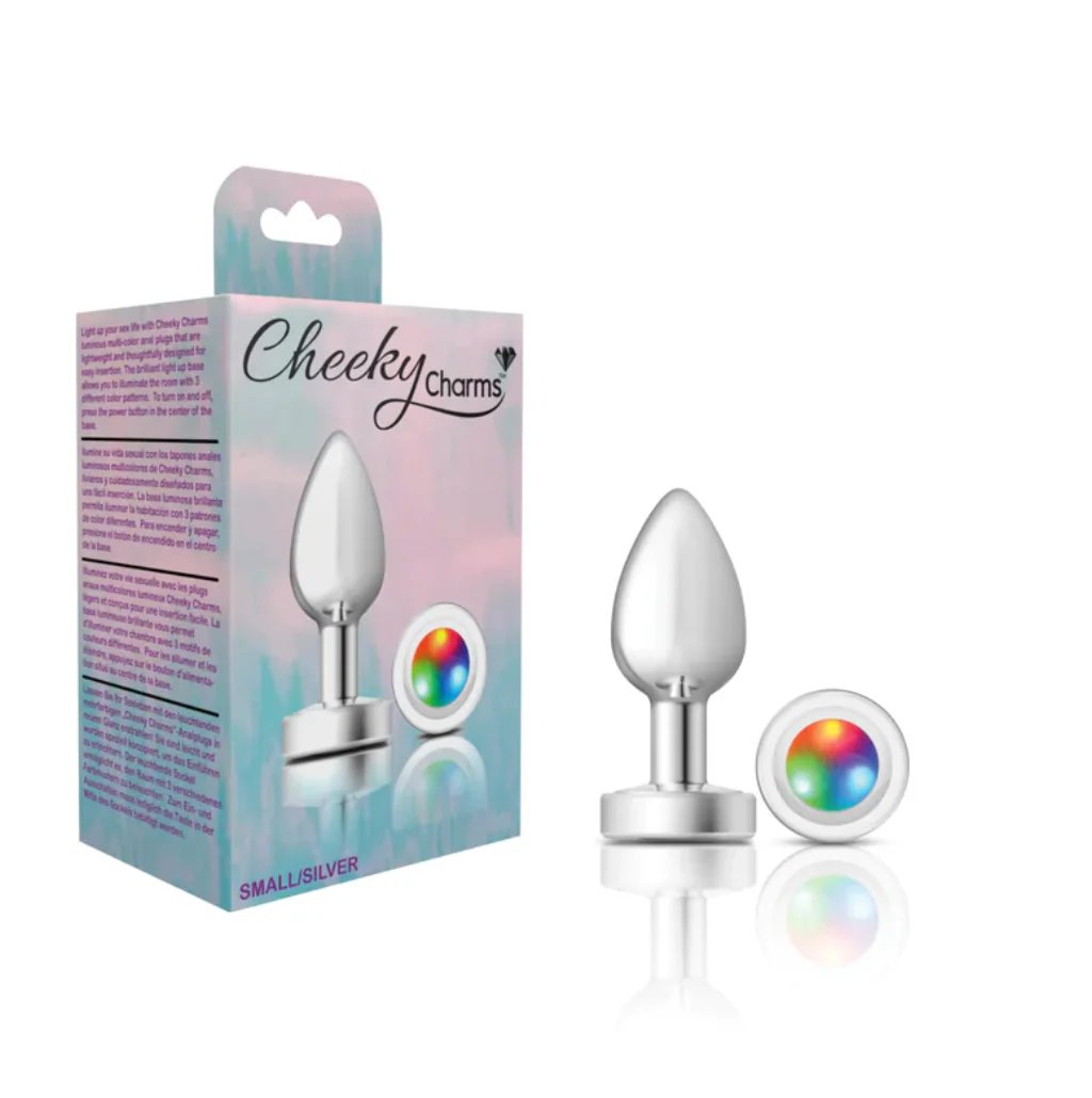 Plug Anal Cheeky Charms Small-Silver Metal Butt Plug-Light Up