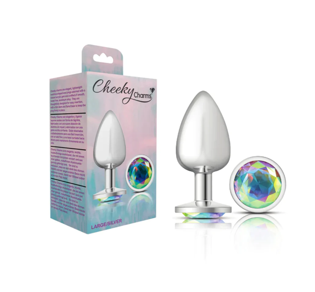 Plug Anal Cheeky Charms Small Silver Metal Butt Plug-Round-Clear
