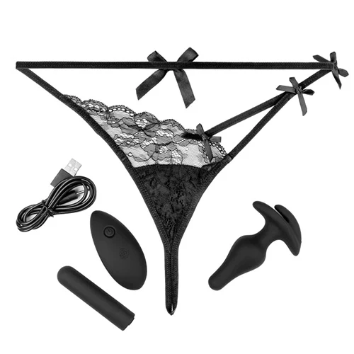 Plug Anal Hookup Panties Remote Bowtie Bikini - S-L - Image 4