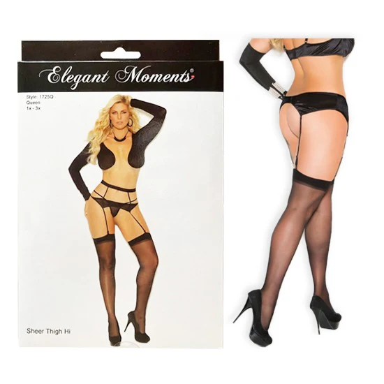 Medias Sheer Thigh High - Queen Size - Black