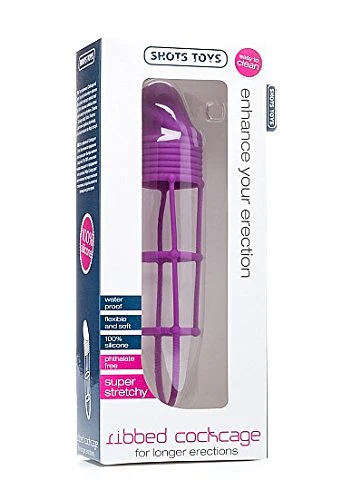 Jaula Shots Toys Ribbed Cockcage Purple
