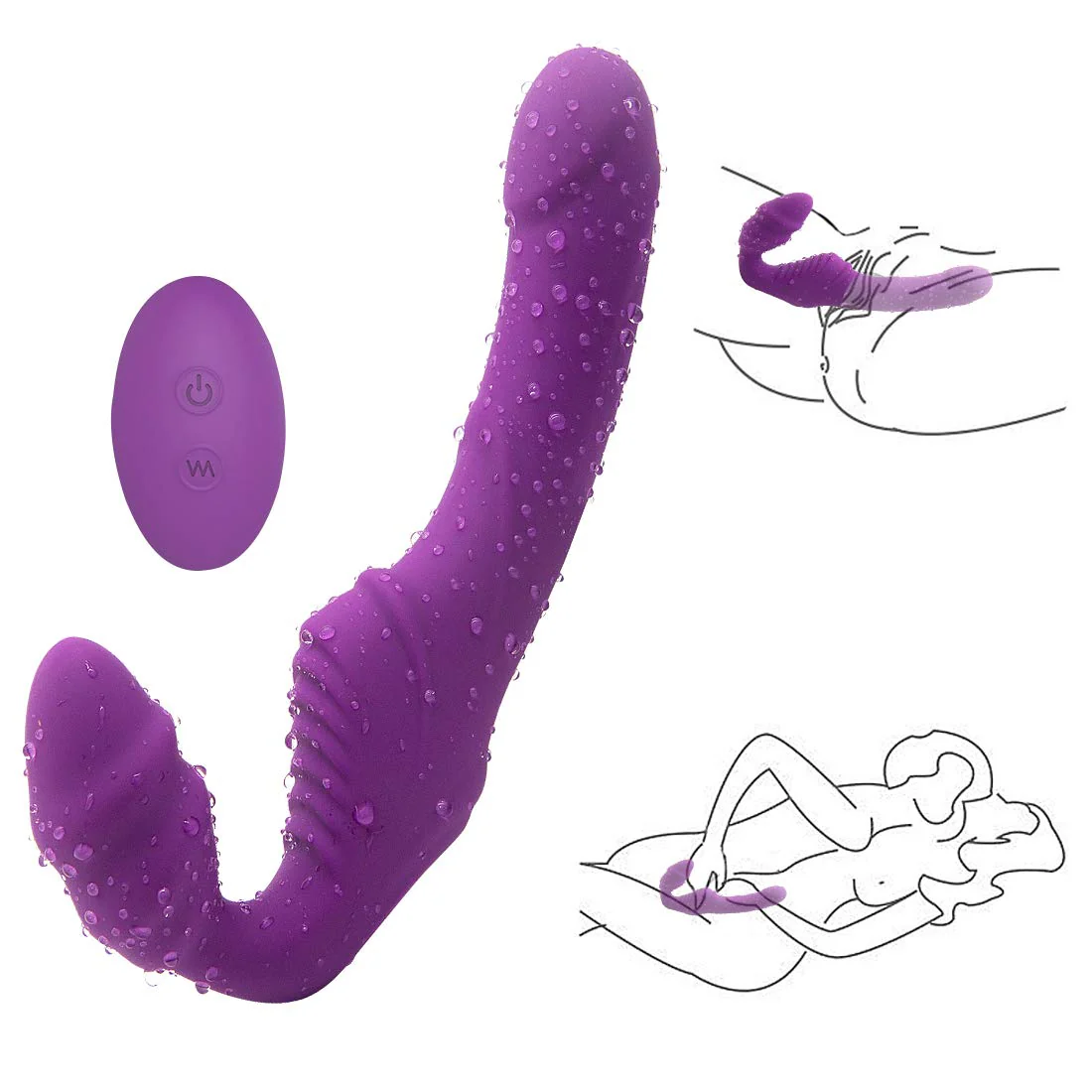 Vibrador Strapless Purple Strap-On Control Remote - Image 2