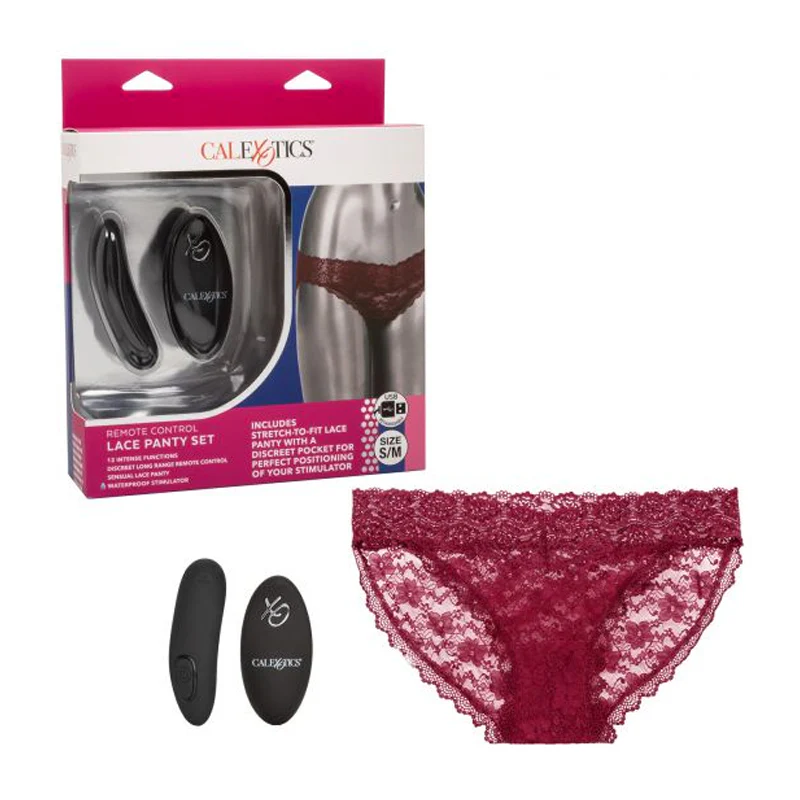 Vibrador Remote Control Lace Panty- S/M Burgundy